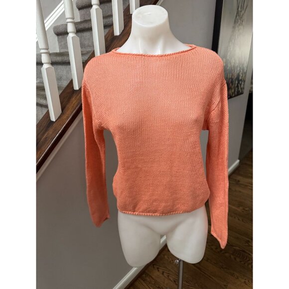 Vince Long-Sleeve Linen Sweater Coral Size XXS - Picture 3 of 5